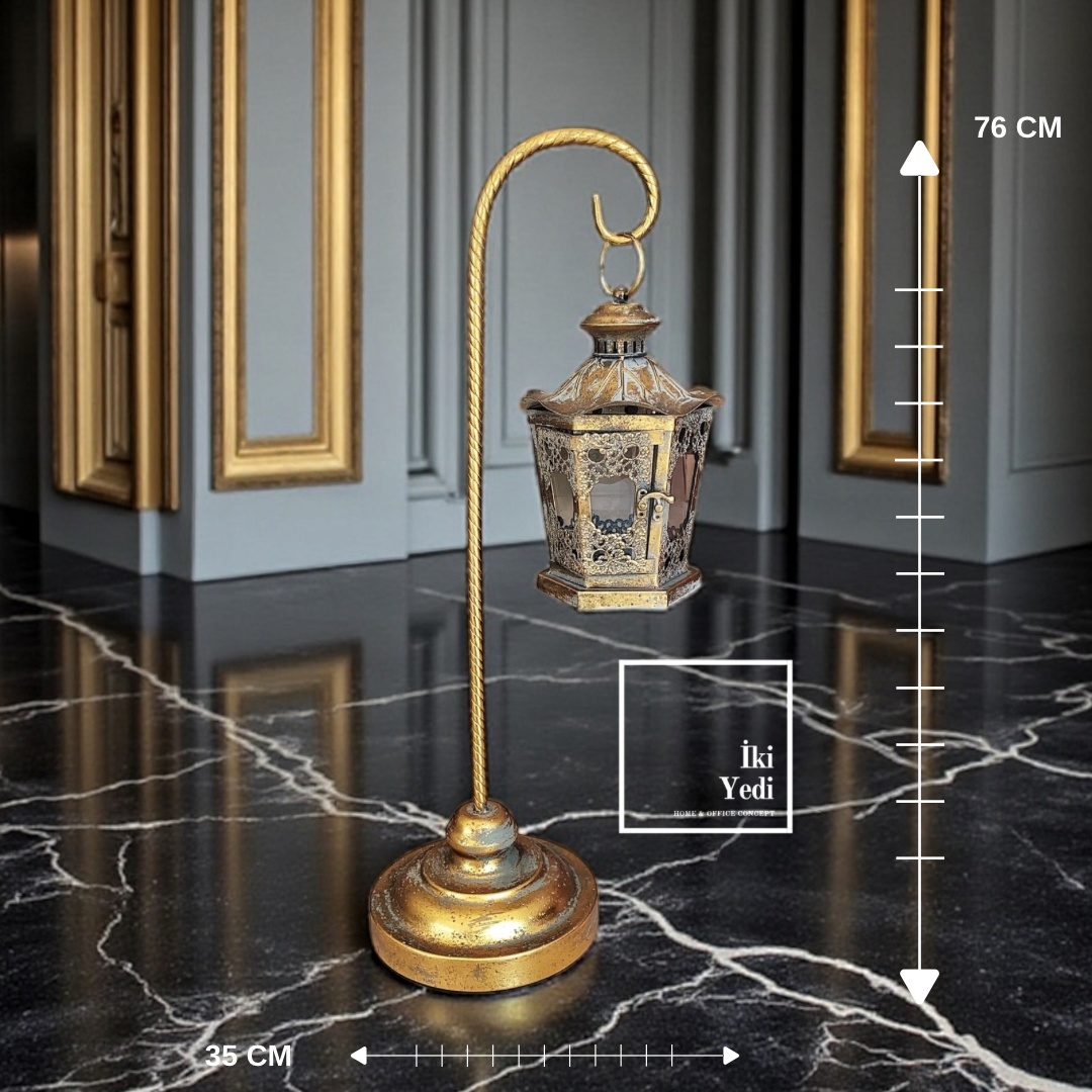 Ryanes Bronz Eskitme Metal Dekoratif Fener Şık Mumluk Şamdan Aksesuar Lüks Ev ve Ofis Dekorasyonu