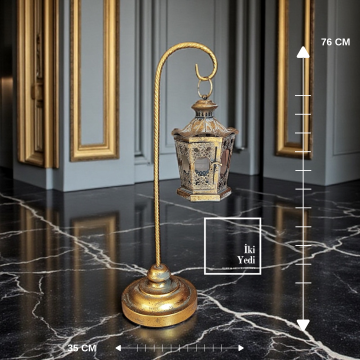 Ryanes Bronz Eskitme Metal Dekoratif Fener Şık Mumluk Şamdan Aksesuar Lüks Ev ve Ofis Dekorasyonu