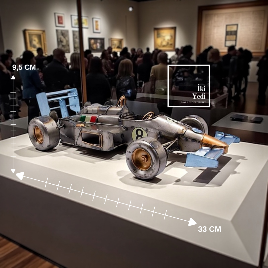 Ferro Formula 1 Metal Maket Araba Dekoratif Antika Tasarım El Yapımı Model Vintage Ev Ofis Aksesuar