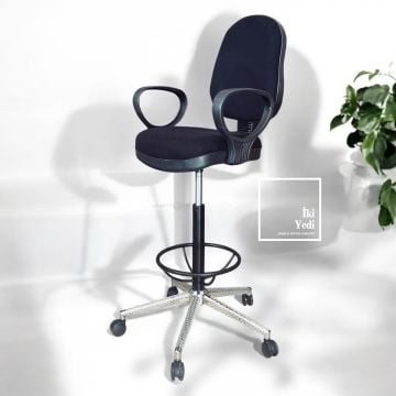 Vudolf Kaliteli Hareketli Bar Taburesi Döner Bar Sandalyesi Kollu Kolçaklı Bistro Kasa Tipi Ofis Büro Kasa Banko Bistro Goldsit