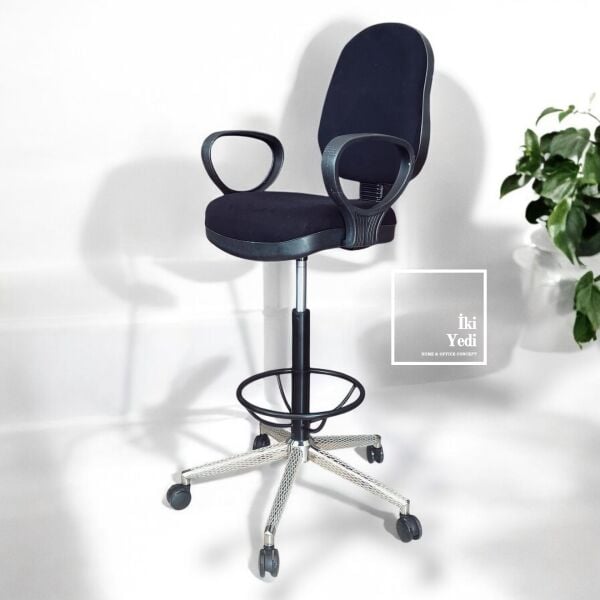 Vudolf Kaliteli Hareketli Bar Taburesi Döner Bar Sandalyesi Kollu Kolçaklı Bistro Kasa Tipi Ofis Büro Kasa Banko Bistro Goldsit