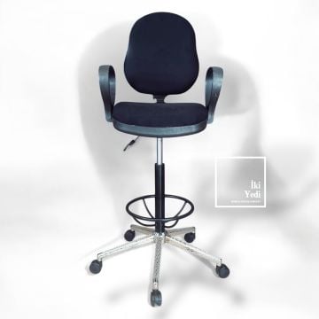 Vudolf Kaliteli Hareketli Bar Taburesi Döner Bar Sandalyesi Kollu Kolçaklı Bistro Kasa Tipi Ofis Büro Kasa Banko Bistro Goldsit