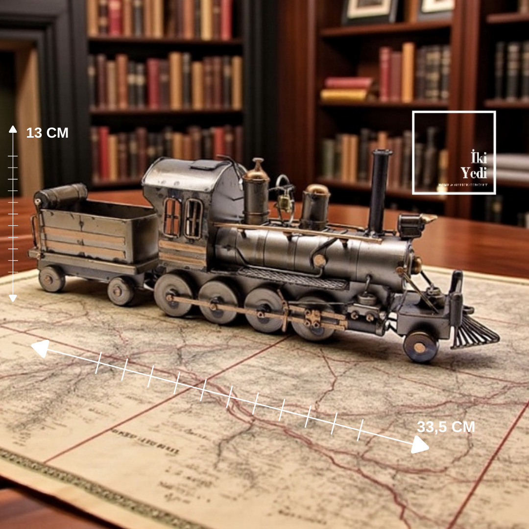Reese Buharlı Tren Maketi, Metal Dekoratif Lokomotif, Retro Masaüstü Obje, Ofis ve Ev Aksesuarı