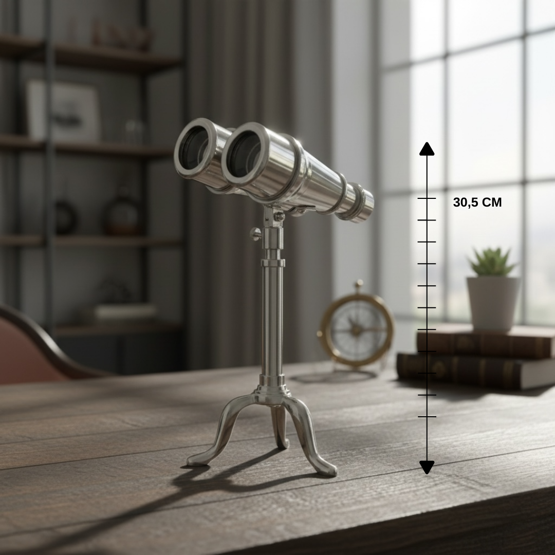 Aaron Krom Metal Vintage Dürbün Dekoratif  Obje Tripodlu Masa Üstü Figür Ev Ofis İçin Hediye Dekor