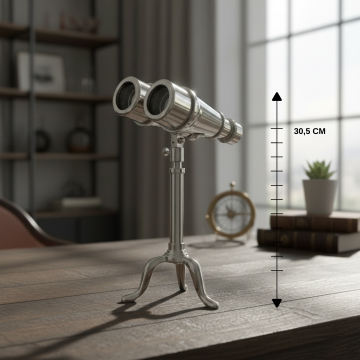 Aaron Krom Metal Vintage Dürbün Dekoratif  Obje Tripodlu Masa Üstü Figür Ev Ofis İçin Hediye Dekor
