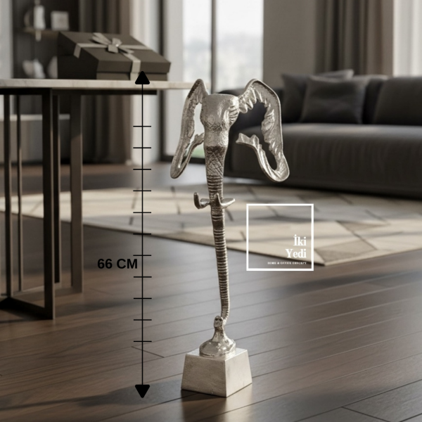 Richard 66 cm Krom Metal Fil Heykeli Yer Tip Giriş Dekorasyon Büyük Karşılama Objeler Ofis Ev Dekor