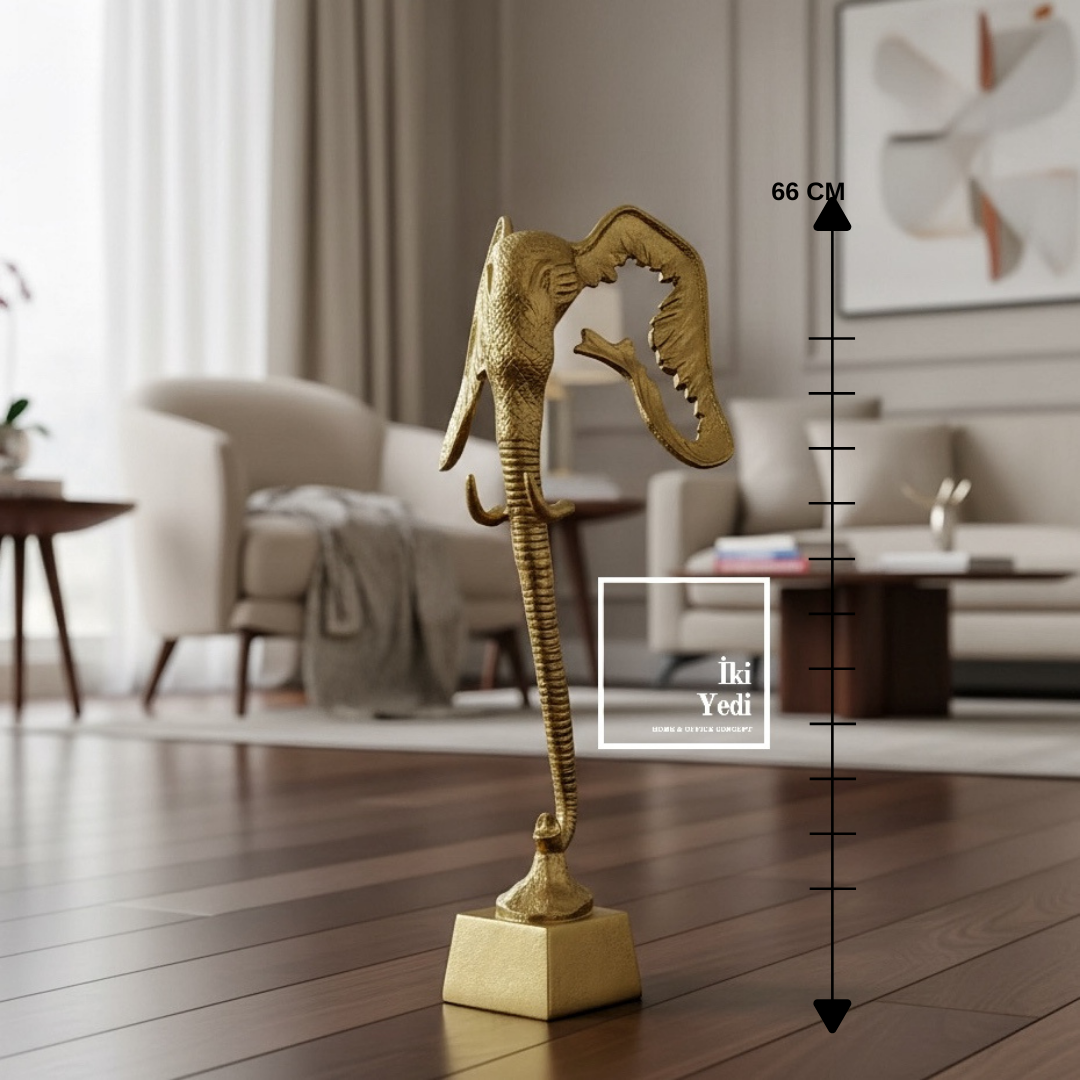 Richard 66 cm Gold Metal Fil Başı Heykel 66 cm Sanatsal Dekoratif Obje Ev Ofis İçin Güçlü Tasarım