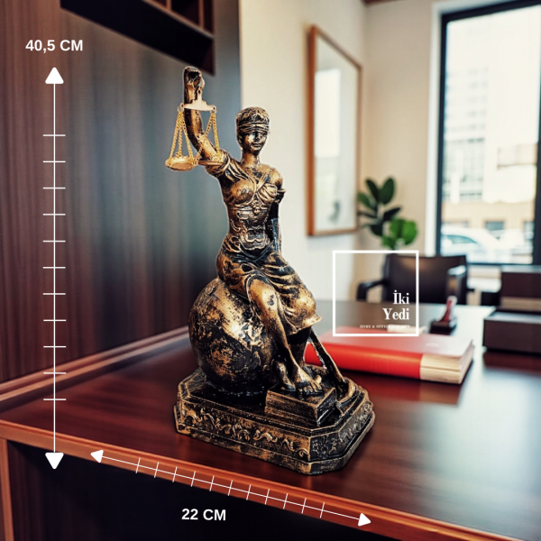 Adalet Tanrıçası Themis Heykeli, 40 cm Lady Justice Biblo, Hukuk Ofisi Dekoru Avukata Hediye Küreli