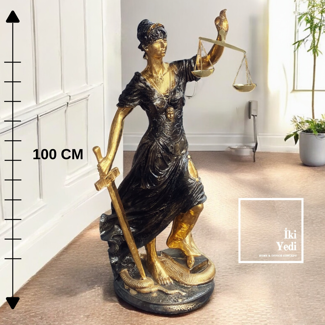 100 cm Adalet Tanrıçası Heykeli – Dev Boy Themis Dekoru, Lady Justice Hukuk Ofisi Hediyesi