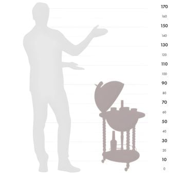 Olive Ahşap Ayaklı Dünya Bar Küresi, Şaraplık İçki Arabası, Antik Sunum Sehpası Dekoratif Hediye