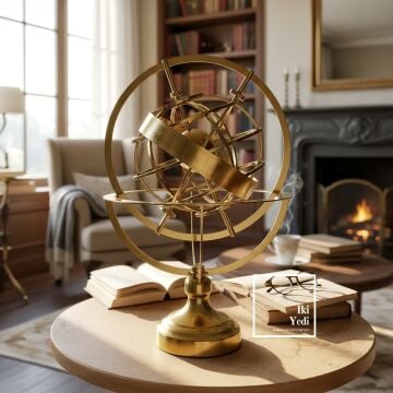 Wilcox Altın Renk Mini Armillary Küre 39 cm Masaüstü ve Kitaplıklar İçin Dekoratif Astronomi Objesi