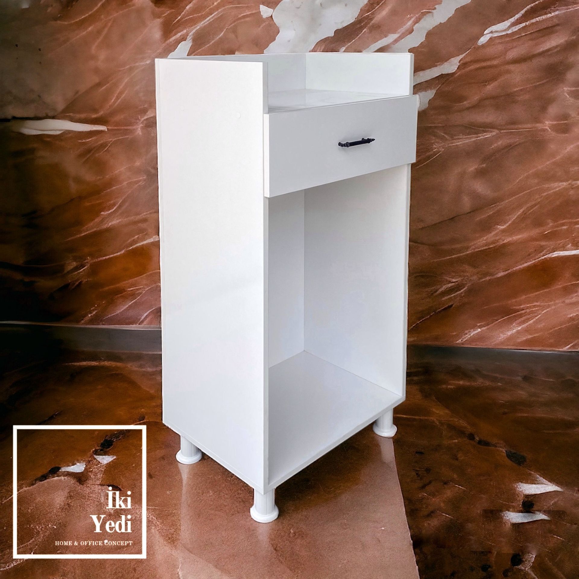 Garcia İnce Karşılama Bankosu Minimalist Küçük Desk Çekmeceli Konuşma Kürsüsü Para Kasası Resepsiyon Danışma Mağaza Giriş Masası