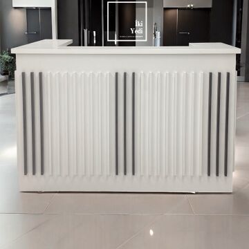 Francisco L Gri Beyaz Karşılama Bankosu, Resepsiyon Masası, Ofis Giriş Bankosu 180x130 cm