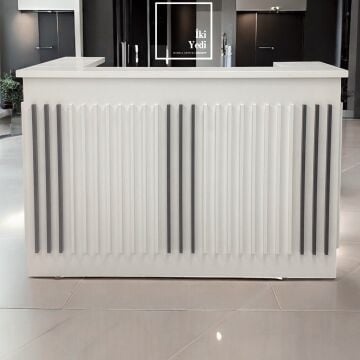 Francisco L Gri Beyaz Karşılama Bankosu, Resepsiyon Masası, Ofis Giriş Bankosu 180x130 cm