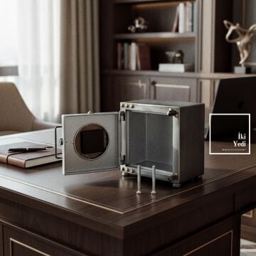 Solanke Kasa Tasarımlı Masa Saati, Masa Üstü Saat, Ofis Hediyesi, Bankacıya Hediye Finans Aksesuarı