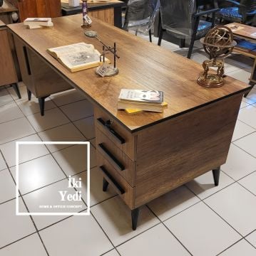 Brooklyn Şık Makam Oda Takımı 2 Metre Yönetici Masası Seti Ofis Mobilyası Büro Mobilyaları Patron Seti
