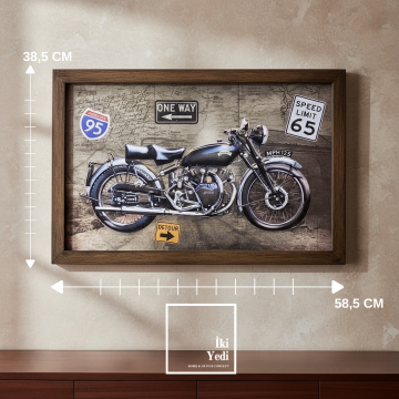 Vintage Motosiklet Duvar Tablosu, Retro Motor Dekoru, Ofis Garaj Salon Duvar Aksesuarı Genç Odası