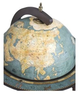 Bluedislas Mavi Dünya Bar Küresi, Ahşap Ayaklı Şaraplık, Dekoratif İçki Arabası ve Sunum Sehpası