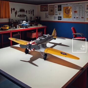 Dennehys Vintage Savaş Uçağı Maketi Metal Uçak Modeli Objesi Tavandan Asma Duvar Dekoru Retro Büyük