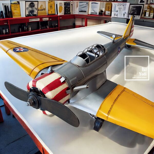 Dennehys Vintage Savaş Uçağı Maketi Metal Uçak Modeli Objesi Tavandan Asma Duvar Dekoru Retro Büyük