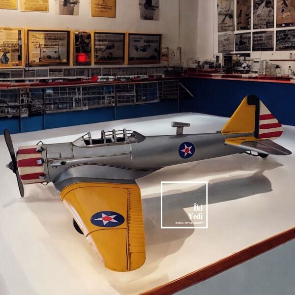 Dennehys Vintage Savaş Uçağı Maketi Metal Uçak Modeli Objesi Tavandan Asma Duvar Dekoru Retro Büyük