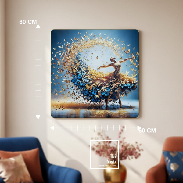 Lisa Balerin Figürlü Duvar Tablosu 60x60 cm, Salon ve Oturma Odası Duvar Dekoru, Sanatsal Tablo