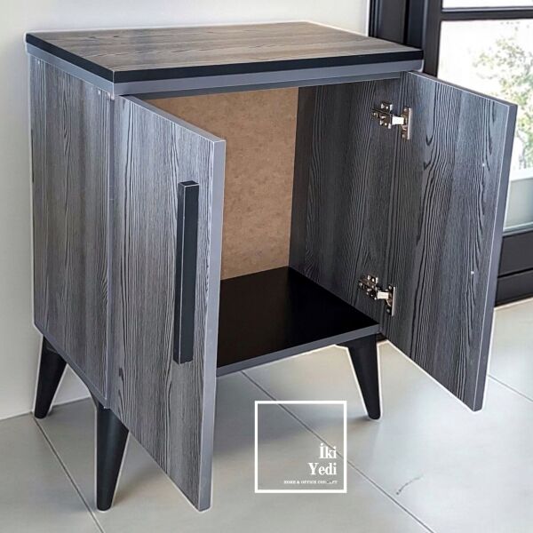 Bavyera Ofis Etajer, Modern Ofis Yazıcı Dolabı, Çift Kapaklı Gri Etajer, Ofis Mobilyası