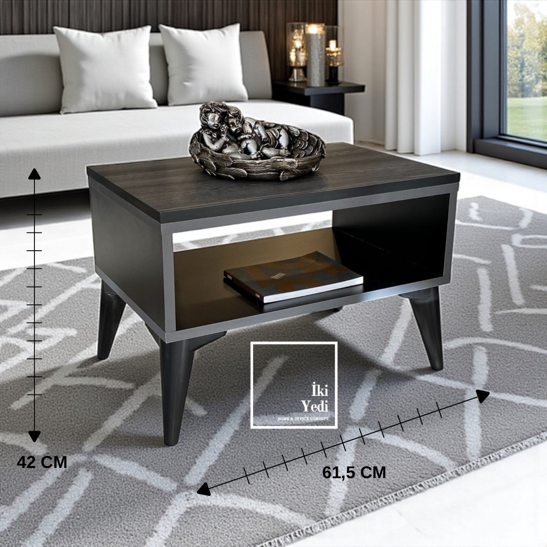 Bavyera Dergilik Bölmeli Orta Sehpa 42x61,5 cm Modern Tasarım Ev Salon Ofis Masa Önü Çok Amaçlı