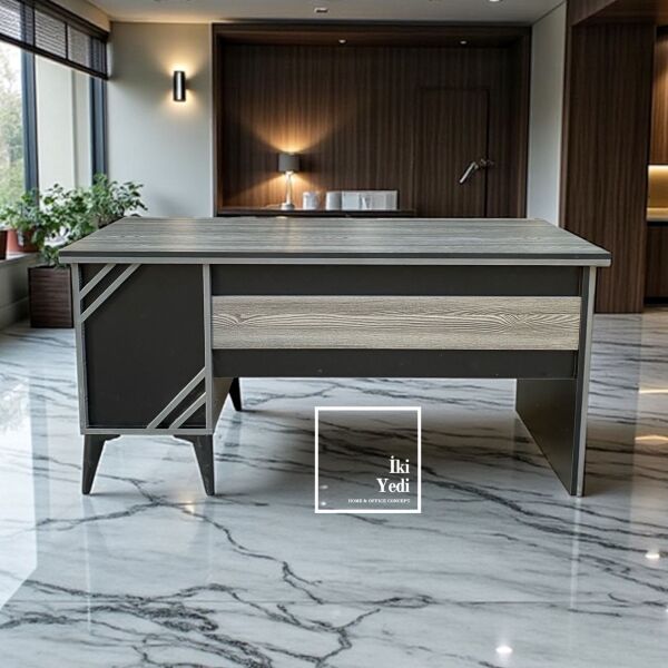 Bavyera Ofis Masası, Modern Çalışma Masası, 160 cm Yönetici Masası, Ofis Mobilyası