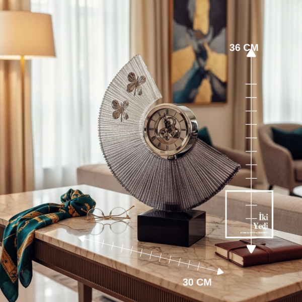 Catiline Mermer Kaideli Masa Saati Epoksi Gövdeli Lüks Konsol Saati, Özel Tasarım Salon Ofis Dekoru