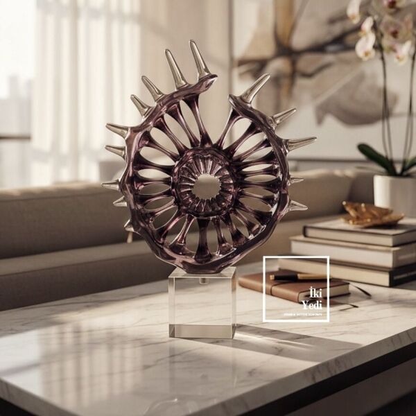 Corinthus Cam Kaideli Epoksi Dekoratif Obje, Modern Salon Aksesuarı, Lüks Ev & Ofis Hediyesi Luxury