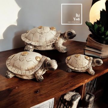 Karetta Karetta Kaplumbağa 3'lü Dekoratif Obje Seti Ev Hediyesi Dekorasyon Ürünleri Biblo Grubu