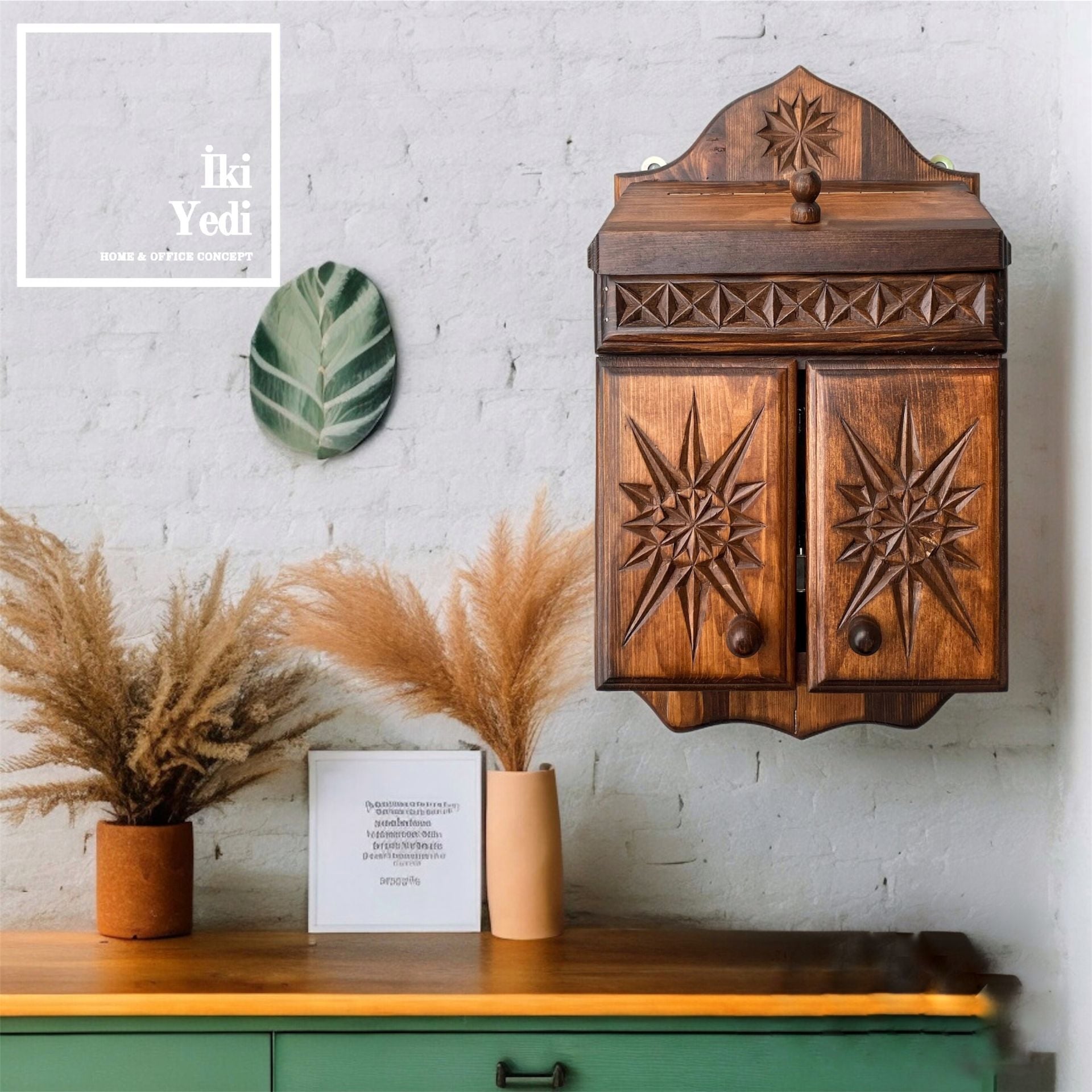 Zaharof Oymalı Ahşap Anahtarlık Kutu El Oyması Duvara Asma Dekoratif Obje Antre Ev Ofis Vale Otopark Galeri Hediyelik Ağaç