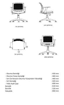 Goldsit Reks Kaliteli Ofis Çalışma Koltuğu Fileli Büro Sandalyesi Döner Bilgisayar Personel Şef Garantili