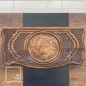 Aslanlı Oymalı Masif Ağaç Tavla Takımı Ahşap Satranç ve Dama Çift Taraflı Antik Lüks Koleksiyon