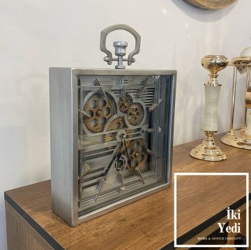 Bordeaux Döner Çarklı Masa Saati İthal Metal Duvar Saati Hareketli Mekanik Ofis Dekorasyonu İş Hediyesi