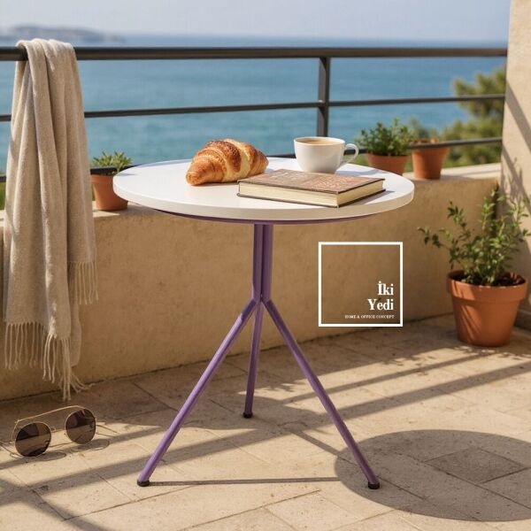 Pennington 70 cm Yuvarlak Cafe Restoran Bahçe Balkon Mutfak Masası Metal Ayaklı Demir İskelet