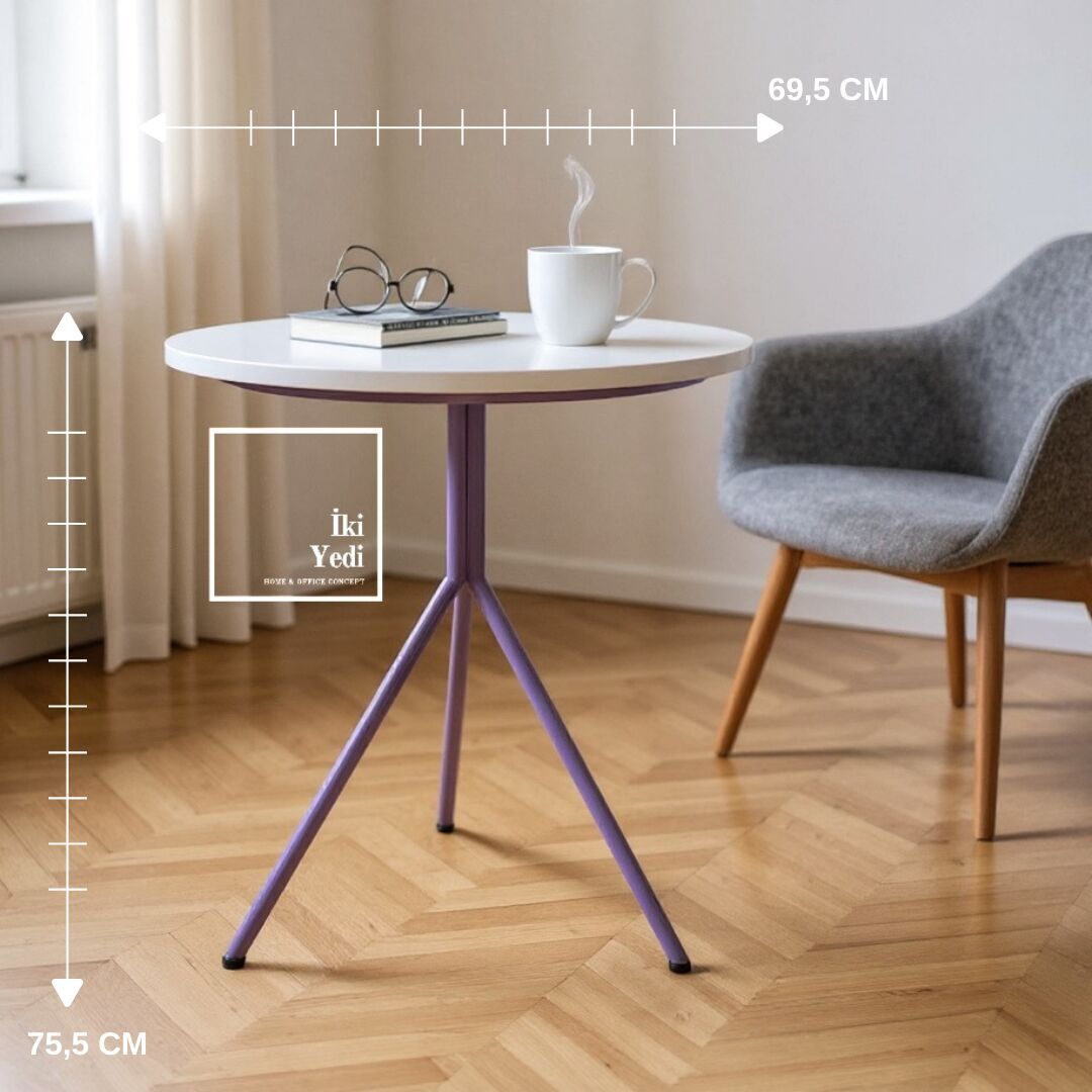 Pennington 70 cm Yuvarlak Cafe Restoran Bahçe Balkon Mutfak Masası Metal Ayaklı Demir İskelet