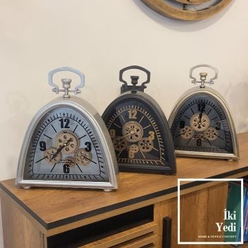 Chadrac Döner Çarklı Masa Saati İthal Metal Duvar Saati Hareketli Mekanik Ofis Dekorasyonu İş Hediyesi Eskitme
