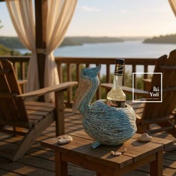 Pelikan Şeklinde Dekoratif Şişelik | Retro Tasarım Şişe Tutucu | Ev, Bar ve Cafe Dekorasyonu Hediye