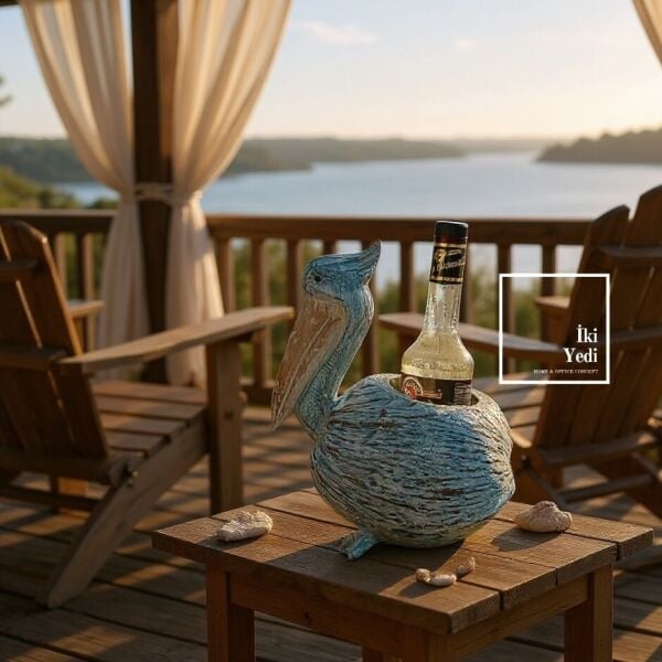 Pelikan Şeklinde Dekoratif Şişelik | Retro Tasarım Şişe Tutucu | Ev, Bar ve Cafe Dekorasyonu Hediye