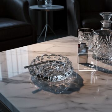 Duero Kristal Cam Lüks Küllük, Modern Şeffaf Tasarım, Salon Ofis Masaüstü Dekoratif Aksesuar Hediye