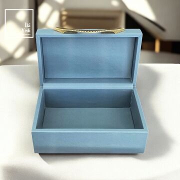 Bovellis Gri Deri Kaplama Mücevher Kutusu Takı Saklama Kutusu Şık Ev Dekorasyonu ve Hediyelik