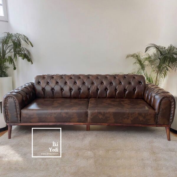 Hector Üçlü Kanepe Chester Ofis Koltuğu 3 Kişilik Bekleme Ofis Koltukları Büro Dinlenme Lobi Giriş Otel Cafe Salon