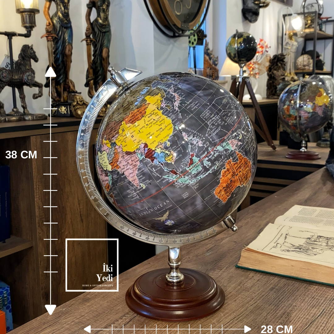 Agrippa 771 Dünya Küresi Ahşap & Metal Ayaklı Dekoratif Ofis Masaüstü Obje Hediyelik Aksesuarlar