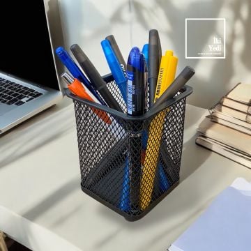 Renato Metal Kalemlik Ofis Masaüstü Düzenleyici Siyah Tel Örgü Organizer, Kalemlik & Ofis Kırtasiye Malzemesi