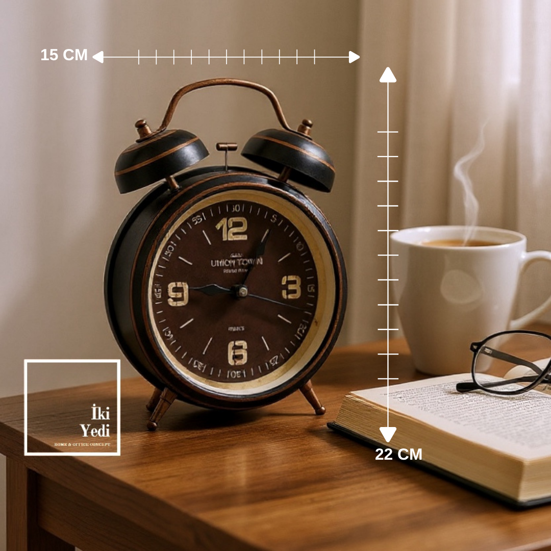 Roanoke Metal Çalar Saat Masa Saati Vintage Retro Tasarım Ofis Masaüstü Ev Dekorasyonu Hediyelik
