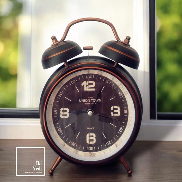 Roanoke Metal Çalar Saat Masa Saati Vintage Retro Tasarım Ofis Masaüstü Ev Dekorasyonu Hediyelik
