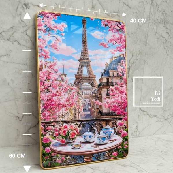 Paris Eyfel Manzaralı Dekoratif Metal Tablo 40x60 Duvar Panosu Ev Ofis Duvar Dekoru Hediyelik Eşya