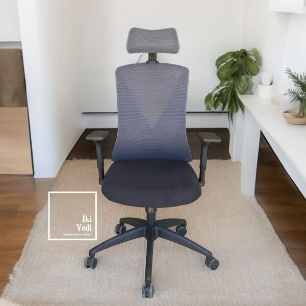 Goldsit Orfe Gri Kaliteli Yönetici Koltuğu Ofis Çalışma Sandalyesi Büro Makam Koltukları Tasarım Fileli Hareketli Kollu Garantili